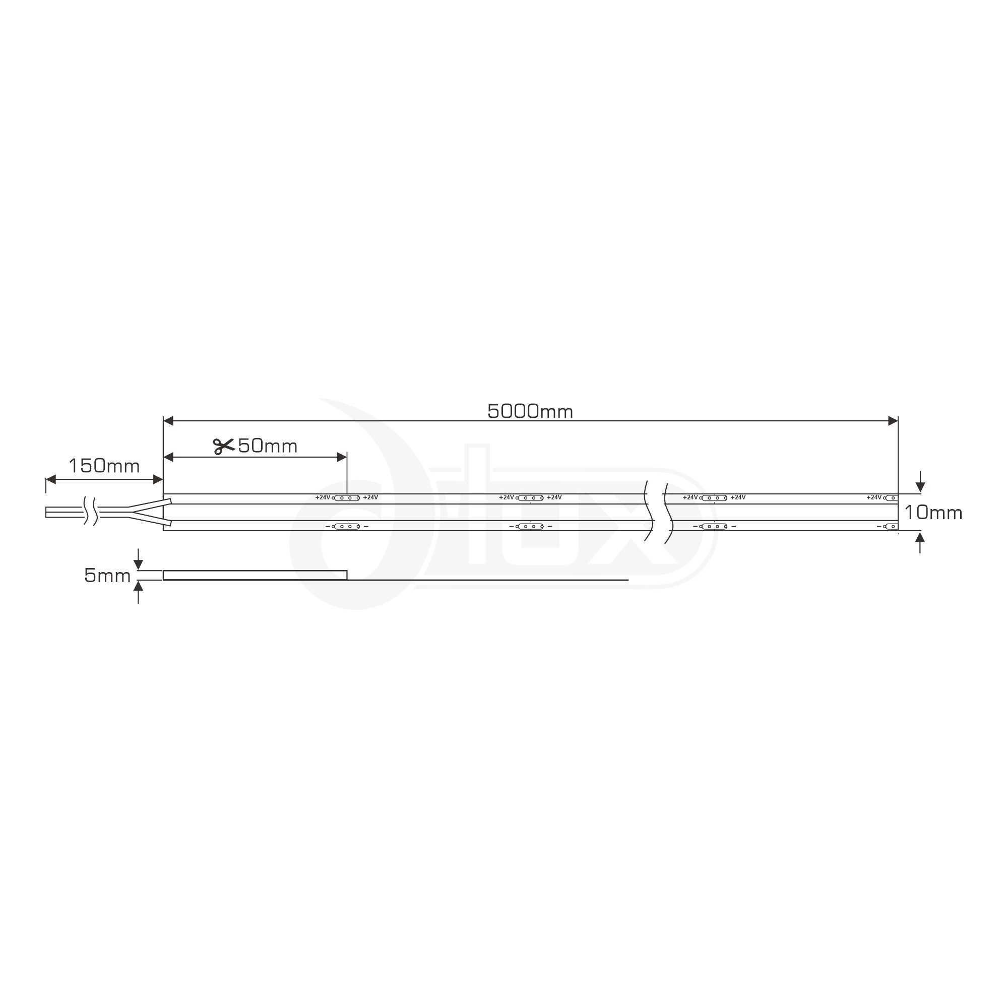 Axios Flow 24V-8W/m 320LED/m IP65 Strip Lighting Dlux IP65 Strip
